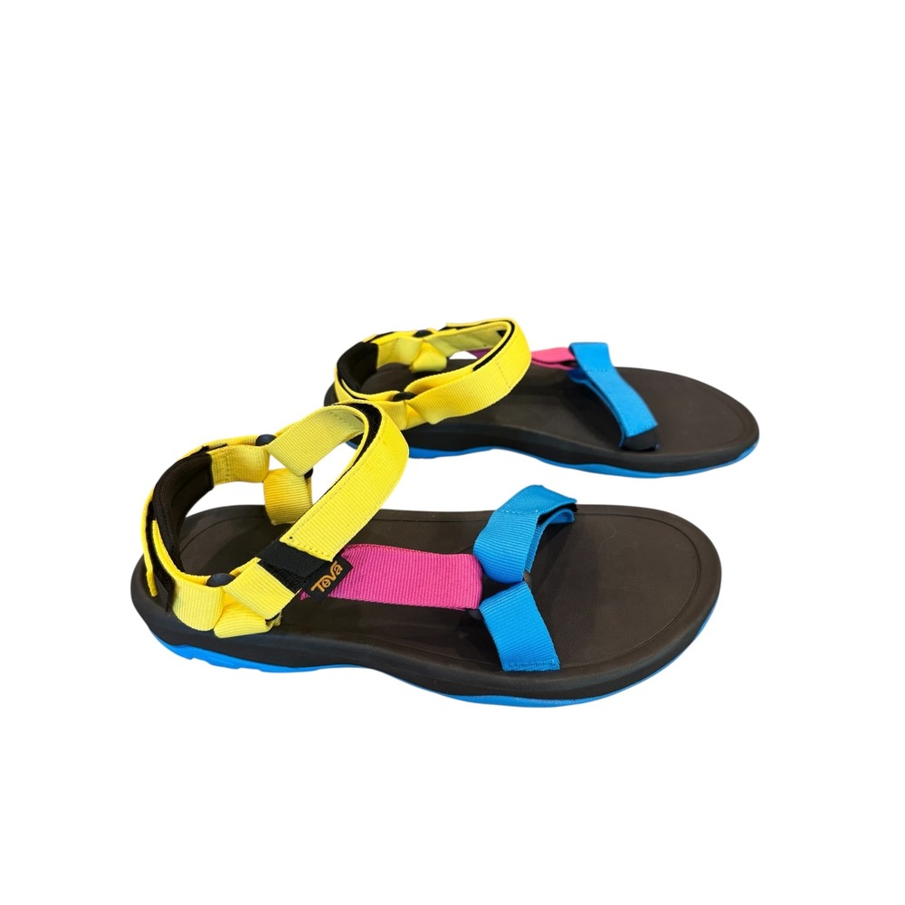 TEVA Kids' 7 Hurricane XLT2 Sandals Open Toe Adjustable Straps Yellow Pink Blue